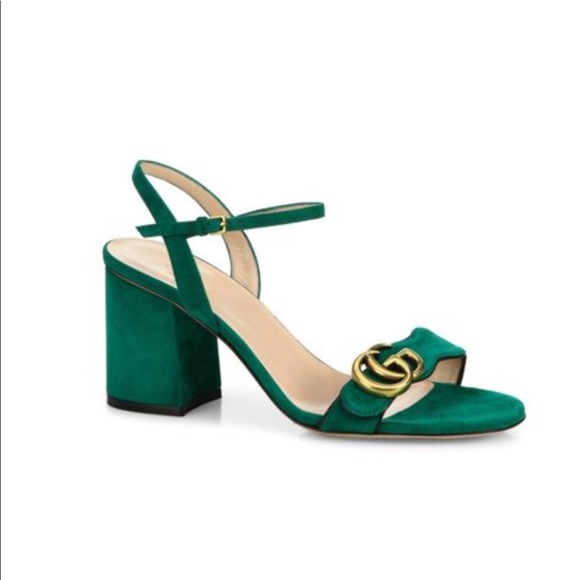 Gucci Shoes - GUCCI logo embellished suede open toe sandal